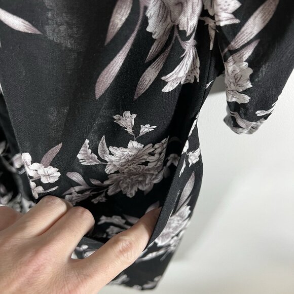 Spiritual Gangster Maya Kimono Women Large Black Floral Tie Front Boho Fairy - Picture 5 of 10